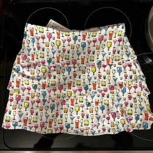 Lucky in Love Vibrant Cocktail Print Mini Skirt